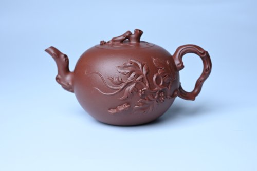 美壶定制紫砂壶 实力派国工顾顺荣和夫人尹璐合作款 黄龙山紫泥松鼠葡萄壶270cc 原矿紫泥