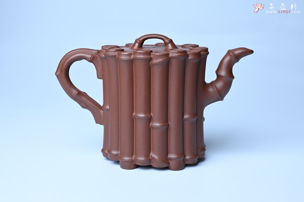 紫砂壶图片：实力派工艺师周斌精工底槽清十六竹壶 - 美壶网