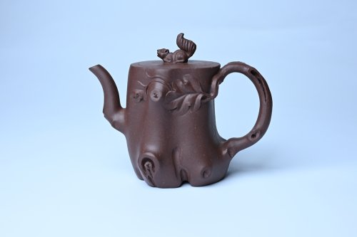 周斌紫砂壶 实力派工艺师周斌底槽青精品松鼠葡萄树桩壶 原矿底槽清