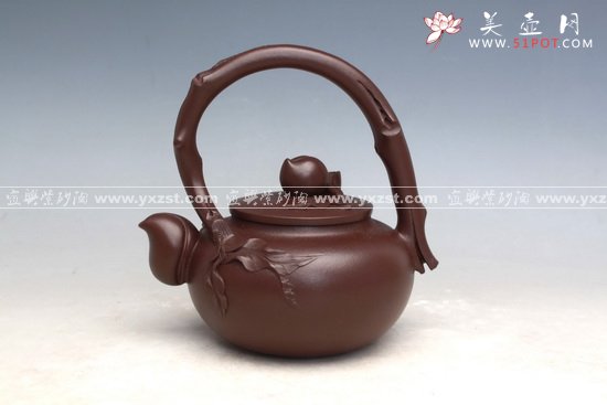 紫砂壶图片：寿桃提梁 - 美壶网