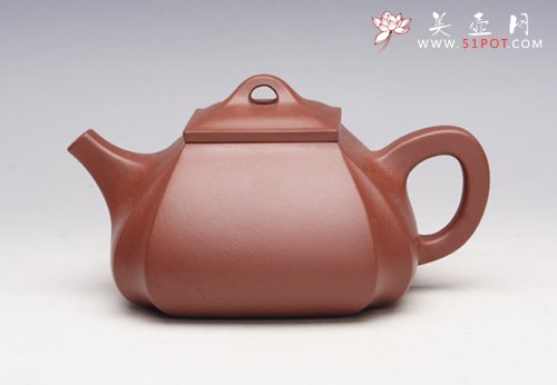 紫砂壶图片：四方抽角石瓢 - 美壶网