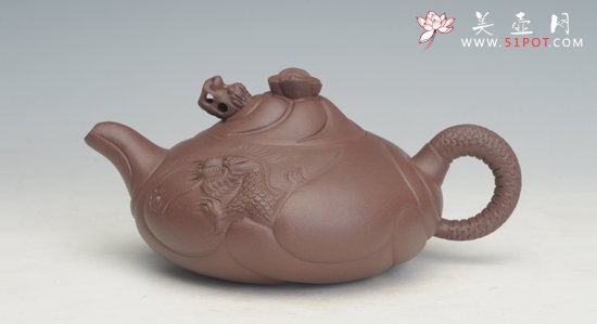 紫砂壶图片：扁鱼化龙 原矿优质紫砂泥 - 美壶网