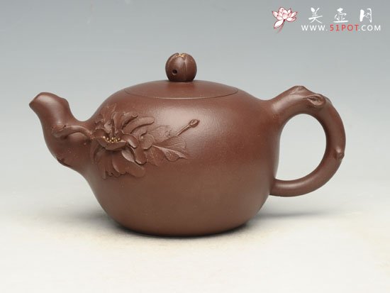紫砂壶图片：牡丹  容量：300cc - 美壶网