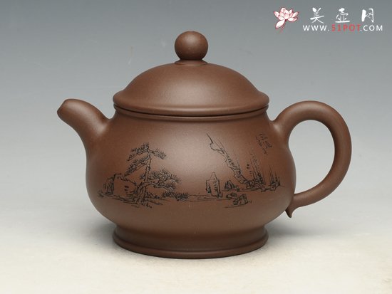 紫砂壶图片：大潘壶   泥料：原矿老紫泥  容量：450cc - 美壶网