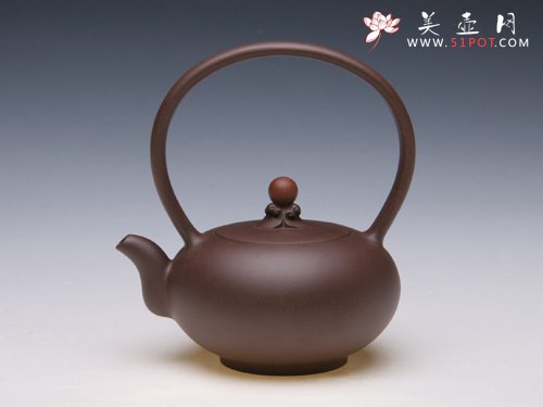 紫砂壶图片：鸿运提梁 泥料：拼紫 - 美壶网