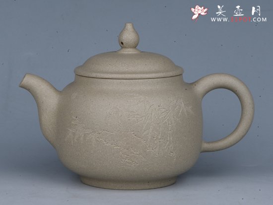 紫砂壶图片：高灯 容量：200cc  泥料：本山绿泥 - 美壶网