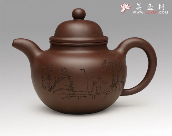 紫砂壶图片：陈传席 掇球 老紫泥 - 美壶网