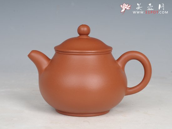 紫砂壶图片：朱泥全手工潘壶 - 美壶网