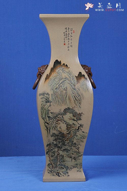 紫砂壶图片：鱼尾鹤颈瓶 - 美壶网