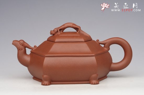紫砂壶图片：三兽壶 清水泥 - 美壶网
