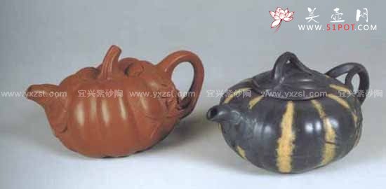 紫砂壶图片：南瓜对壶 - 美壶网