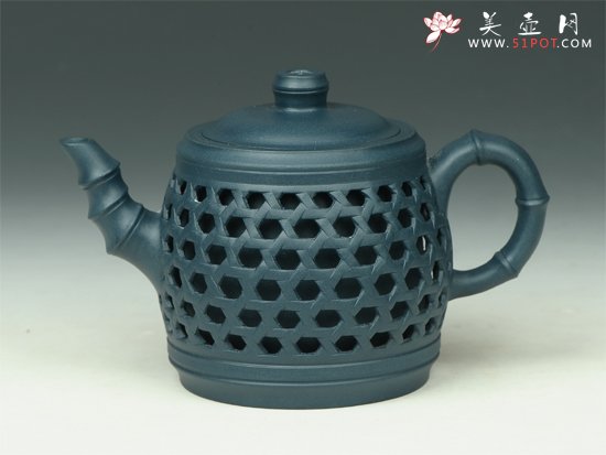 紫砂壶图片：双层镂空竹编 - 美壶网