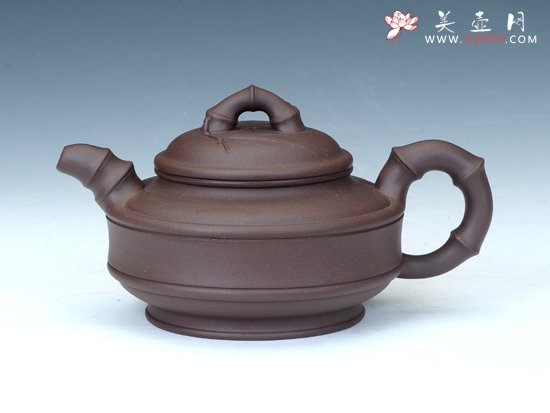 紫砂壶图片：双线竹鼓壶 - 美壶网