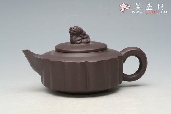紫砂壶图片：井瓤狮顶壶 - 美壶网