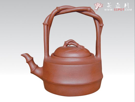 紫砂壶图片：竹节提梁  紫泥 ... - 美壶网