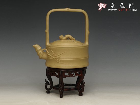 紫砂壶图片：竹节提梁  容量：500cc - 美壶网