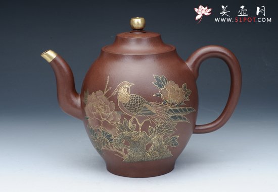 紫砂壶图片：双凤富贵壶 - 美壶网