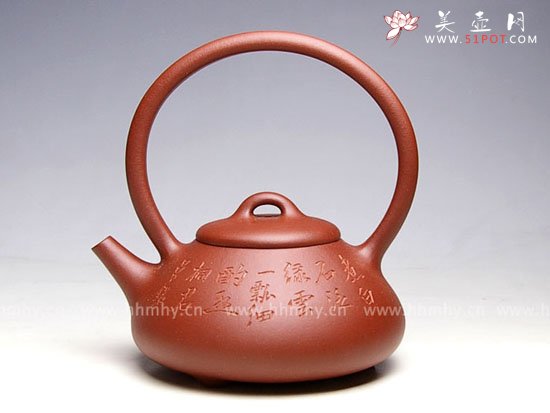 紫砂壶图片：全手工《石瓢提梁》 - 美壶网