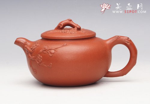 紫砂壶图片：朱泥梅花壶 - 美壶网