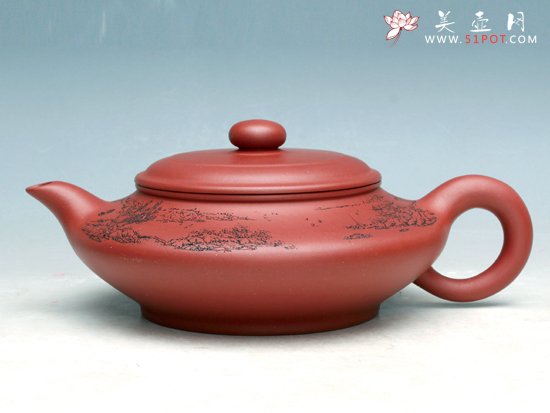 紫砂壶图片：虚扁壶 - 美壶网