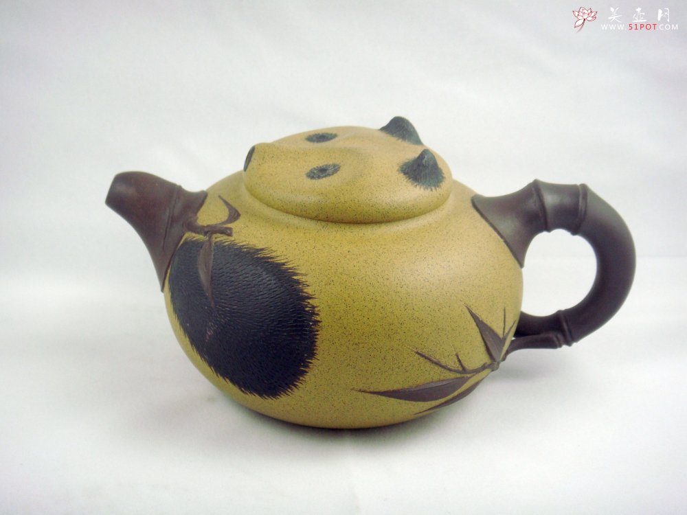紫砂壶图片：熊猫壶(团泥)300CC - 美壶网