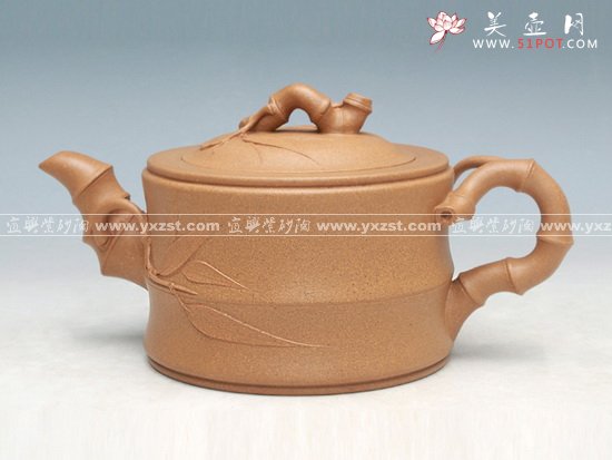 紫砂壶图片：竹段壶  洪美华全手工制作 - 美壶网