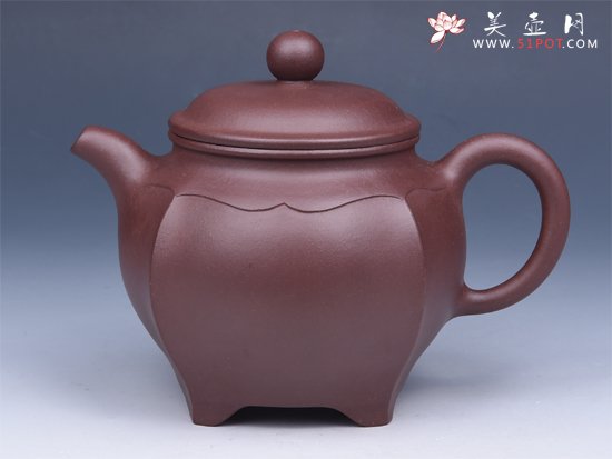 紫砂壶图片：四方筋纹（紫茄泥） - 美壶网