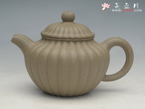 紫砂壶图片：筋纹器莲子壶青段 - 美壶网