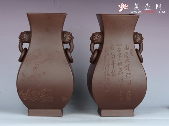 紫砂壶图片：象环瓶（全手工） - 美壶网