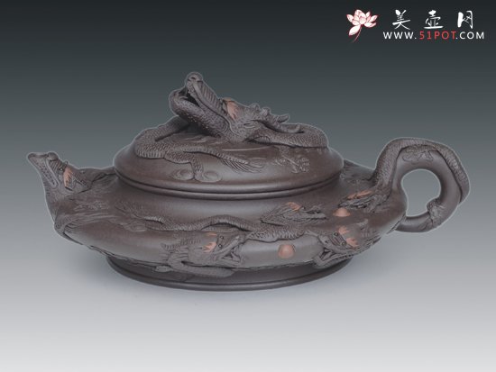 紫砂壶图片：堆龙水扁 - 美壶网