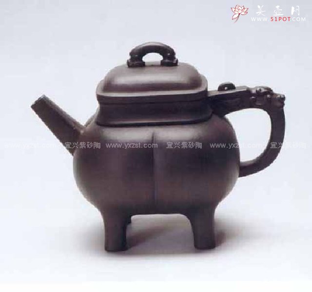 紫砂壶图片：四脚鼎壶 - 美壶网