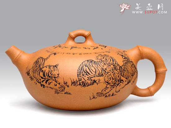 紫砂壶图片：春竹八虎  泥料：段泥  容量：400cc - 美壶网