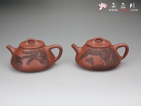 紫砂壶图片：龙凤石瓢 - 美壶网