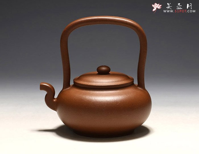 紫砂壶图片：提梁虚扁壶 - 美壶网