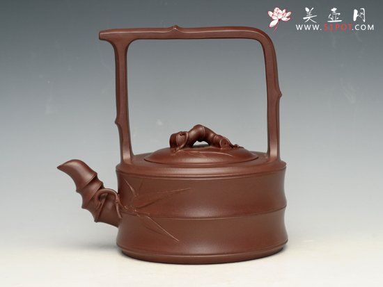 紫砂壶图片：扁竹节提梁 - 美壶网