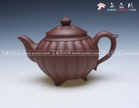 紫砂壶图片：三脚菱花 - 美壶网