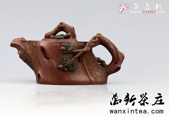 紫砂壶图片：已故高级工艺师邵新和制=[矮松桩壶]I(证书齐全) - 美壶网