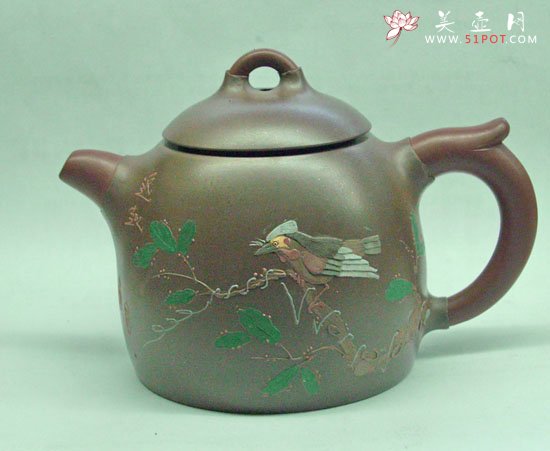 紫砂壶图片：情趣花鸟石（生坯） - 美壶网