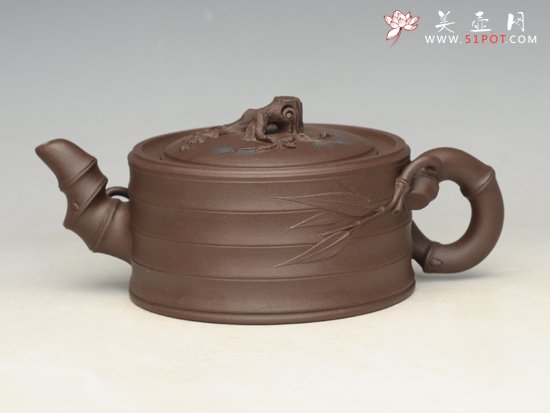 紫砂壶图片：松竹梅 泥料：紫泥 容量：450cc - 美壶网