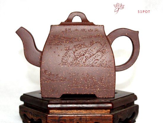 紫砂壶图片：紫泥调砂 四方壶 - 美壶网