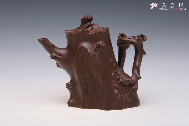 紫砂壶图片：弯把梅桩壶 - 美壶网