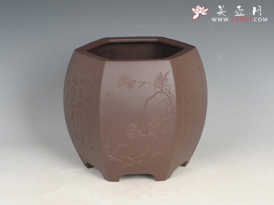 紫砂壶图片：六方鼓形笔筒 - 美壶网