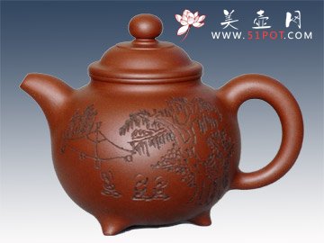 紫砂壶图片：三足掇球 - 美壶网