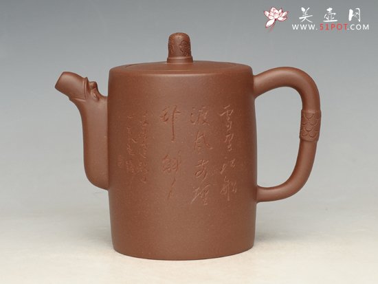 紫砂壶图片：龙柱 清水泥 320cc - 美壶网