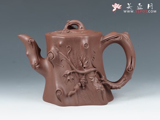 紫砂壶图片：松鼠葡萄桩 - 美壶网