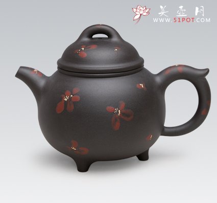 紫砂壶图片：三足印花 - 美壶网