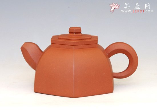 紫砂壶图片：六方抽盖300cc - 美壶网
