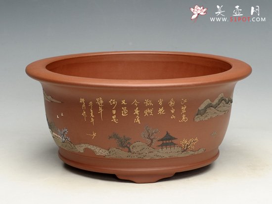 紫砂壶图片：玉缘下钮圆丸盆 - 美壶网