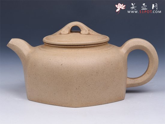 紫砂壶图片：六方如意（松绿泥） - 美壶网