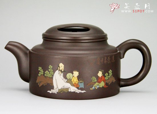 紫砂壶图片：彩绘大洋桶350cc - 美壶网